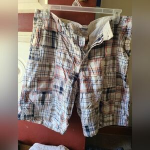 Gently worn men's plaid shorts.